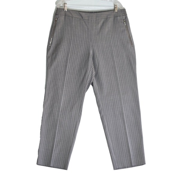 Hugo Boss Pants Wool Blend Straight Leg Womens Size US 12 Gray Trouser Striped - Picture 1 of 8